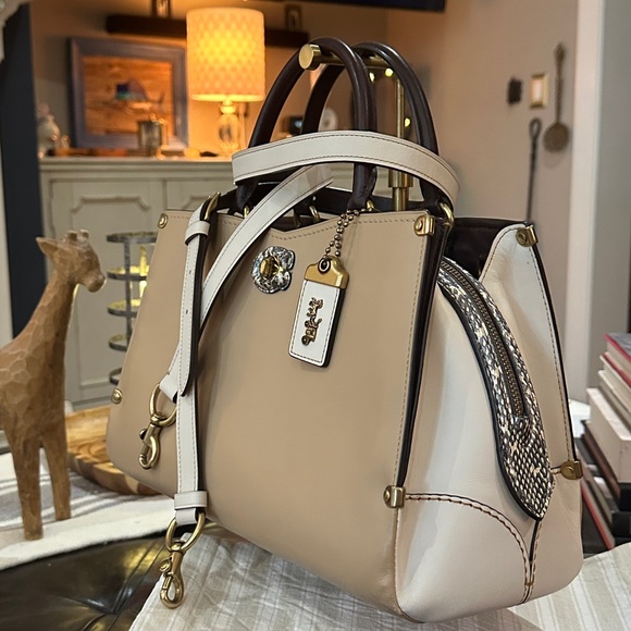 COACH 1941 Mason Carryall Colorblock Satchel in Beechwood w/Snakeskin Detail - Picture 2 of 16